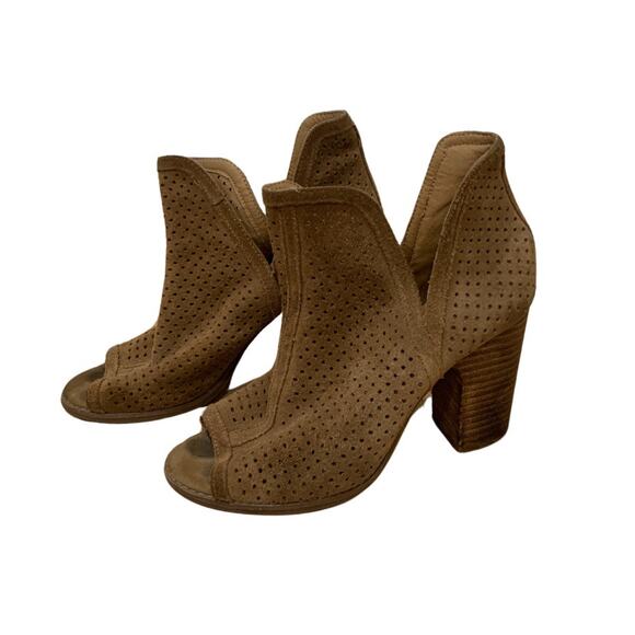 Favorite, loved, Lucky Brand, Tan, Taupe Perforated Suede Ankle Booties, US 7.5 - Picture 1 of 6